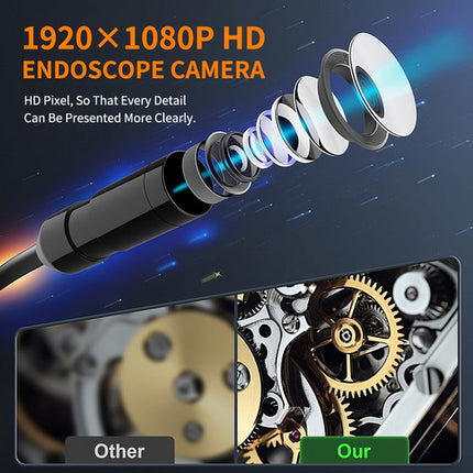 5M 8mm Lens Industrial Endoscope 1080P Digital Borescope Inspection Camera LED Lamp 5