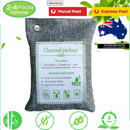 10PCS Air Purifying Bags Activated Bamboo Charcoal Freshener for Car Home Shoes 200g 2