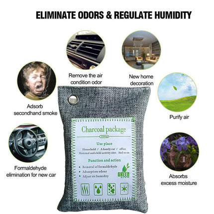 10PCS Air Purifying Bags Activated Bamboo Charcoal Freshener for Car Home Shoes 200g 5