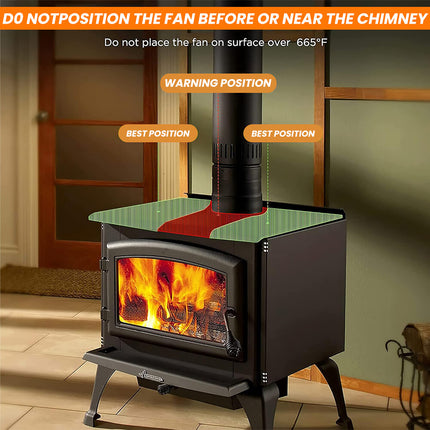 12 Blade Fan Heat Self-Powered Wood Stove Top Burner Fireplace Silent Eco Heater 4