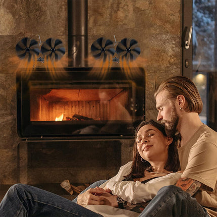 12 Blade Fan Heat Self-Powered Wood Stove Top Burner Fireplace Silent Eco Heater 7