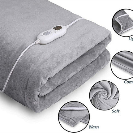 Double-side Flannel Heated Electric Throw Blanket Fast Heating Warm Washable gray 2