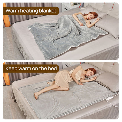 Double-side Flannel Heated Electric Throw Blanket Fast Heating Warm Washable gray 7
