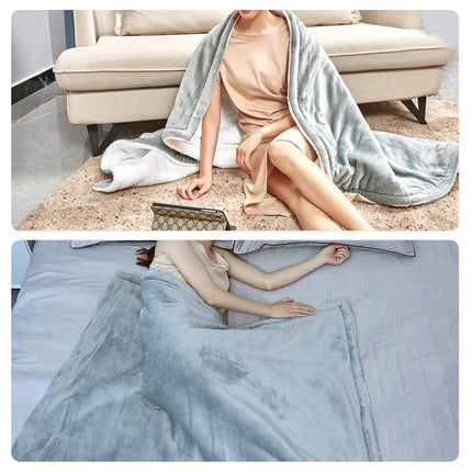 Double-side Flannel Heated Electric Throw Blanket Fast Heating Warm Washable gray 8