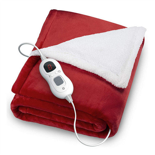 Double-side Flannel Heated Electric Throw Blanket Fast Heating Warm Washable red 2