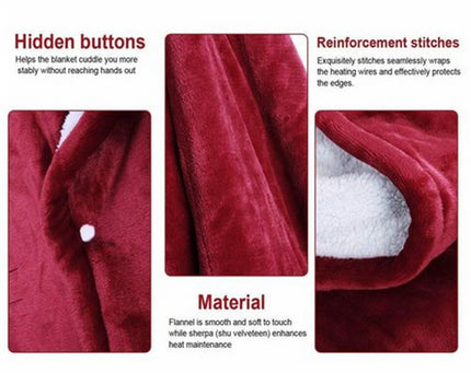 Double-side Flannel Heated Electric Throw Blanket Fast Heating Warm Washable red 3