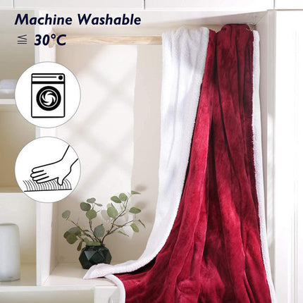 Double-side Flannel Heated Electric Throw Blanket Fast Heating Warm Washable red 4