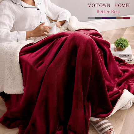 Double-side Flannel Heated Electric Throw Blanket Fast Heating Warm Washable red 7