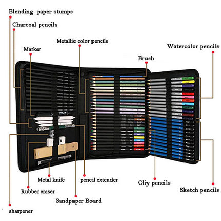 72pcs Professional Drawing Artist Kit Set Pencils and Sketch Charcoal Art Tools 3