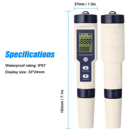 Set 7 In 1 and 5 in 1 PH Meter TDS/EC/Salt/Temp Water Quality Monitor Tester Pen 3