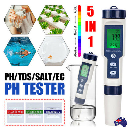Set 7 In 1 and 5 in 1 PH Meter TDS/EC/Salt/Temp Water Quality Monitor Tester Pen 8