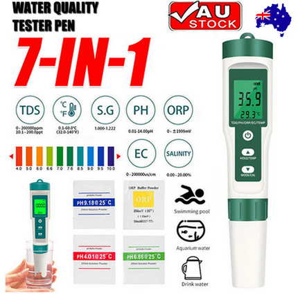 Set 7 In 1 and 5 in 1 PH Meter TDS/EC/Salt/Temp Water Quality Monitor Tester Pen 9