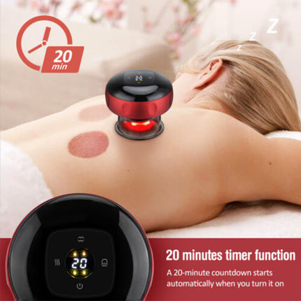 12 levels Electric Cupping Therapy Smart Scraping Massager Red Light Heating Body Slimming Red 2