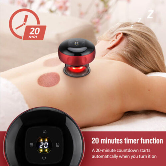 12 levels Electric Cupping Therapy Smart Scraping Massager Red Light Heating Body Slimming Red 2