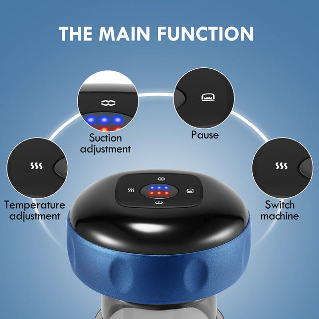 12 levels Electric Cupping Therapy Smart Scraping Massager Red Light Heating Body Slimming Blue 2