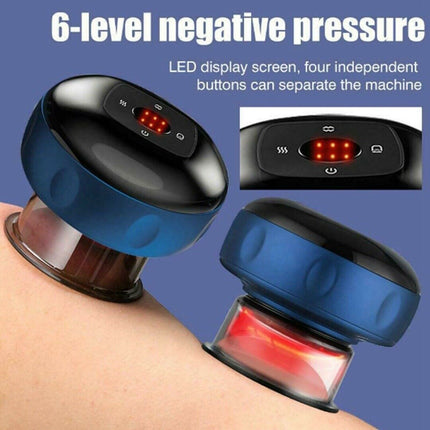 12 levels Electric Cupping Therapy Smart Scraping Massager Red Light Heating Body Slimming Blue 4