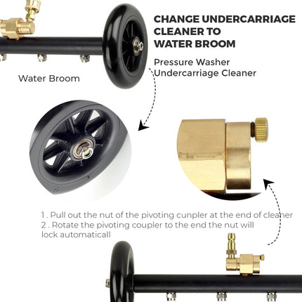 High Pressure Water Spray Broom Car Chassis Undercarriage Cleaner Washer 4000PSI 4