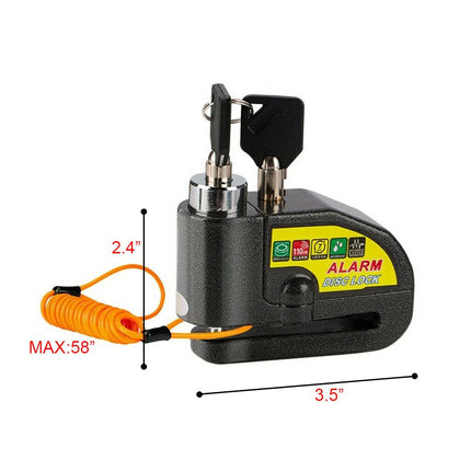 Black Motorcycle Alarm Disc Lock Motor Bike Brake Security Electric  Bicycle Lock AU 6