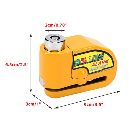 Yellow Motorcycle Alarm Disc Lock Motor Bike Brake Security Electric  Bicycle Lock AU 2