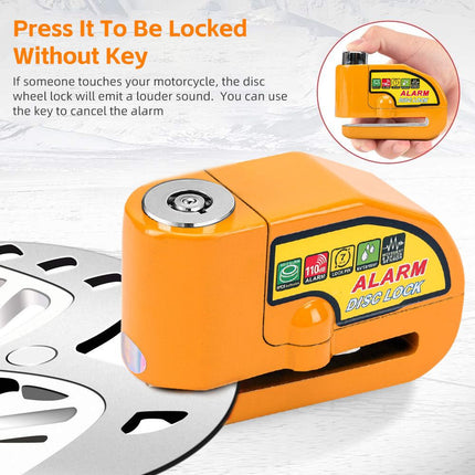 Yellow Motorcycle Alarm Disc Lock Motor Bike Brake Security Electric  Bicycle Lock AU 4