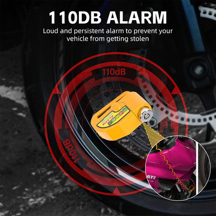 Yellow Motorcycle Alarm Disc Lock Motor Bike Brake Security Electric  Bicycle Lock AU 5