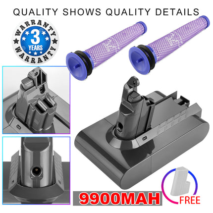 9900MAH For Dyson V6 Battery SV03 SV04 SV09 DC58 DC59 DC61 DC62 DC74 v6 Animal 2
