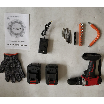 Cordless Drill w/2 Battery Heavy Duty Impact Driver Kit Brushless Hammer Set 2