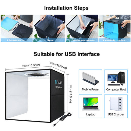 40CM Portable Photo Studio LED Light Tent Bar Cube Soft Box Room Photography 4