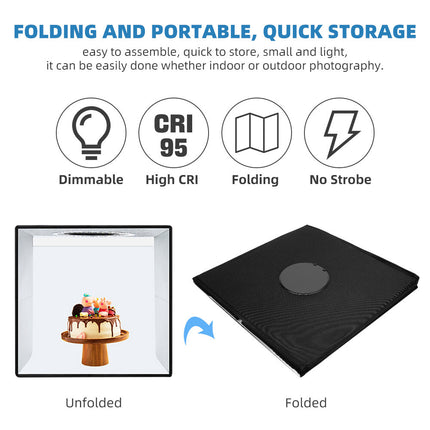 40CM Portable Photo Studio LED Light Tent Bar Cube Soft Box Room Photography 8
