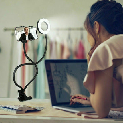 LED Selfie Ring Light with Cell Phone Holder Flexible Stand Live Stream Lamp AU 2