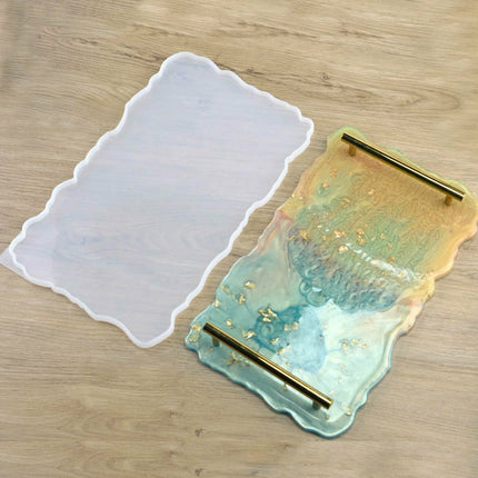 Large Safe Silicone Tray Mould Artist Mold Irregular Coaster Resin Craft Art DIY + 2 Handles 8