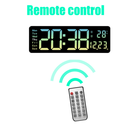 16" Green gradient color Large Digital Big Jumbo LED Wall Desk Clock Display With Temperature Calendar 8