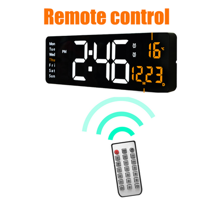 16" Orange Large Digital Big Jumbo LED Wall Desk Clock Display With Temperature Calendar 2