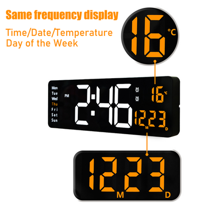 16" Orange Large Digital Big Jumbo LED Wall Desk Clock Display With Temperature Calendar 5
