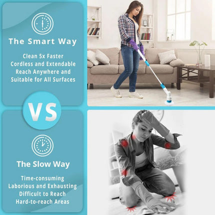 5PCS Rechargeable Spin Scrubber Electric Turbo Scrub Cleaning Brush Cordless Kit 5