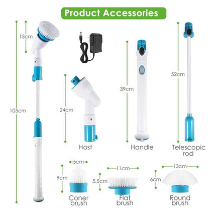 5PCS Rechargeable Spin Scrubber Electric Turbo Scrub Cleaning Brush Cordless Kit 7