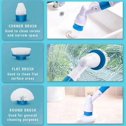5PCS Rechargeable Spin Scrubber Electric Turbo Scrub Cleaning Brush Cordless Kit 9