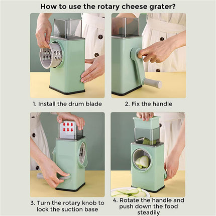 Kitchen Vegetable Food Manual Rotary Drum Grater Chopper Slicer Fruit Cutter 4