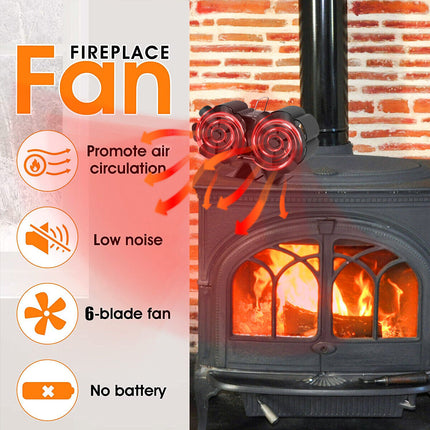 12Blade Fan Heat Self-Powered Wood Stove Top Burner Fireplace Silent Eco Heater 2