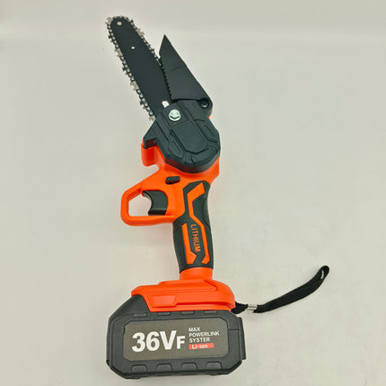 6" Mini Orange Cordless Electric Chainsaw 2X Battery-Powered Wood Cutter Rechargeable 5