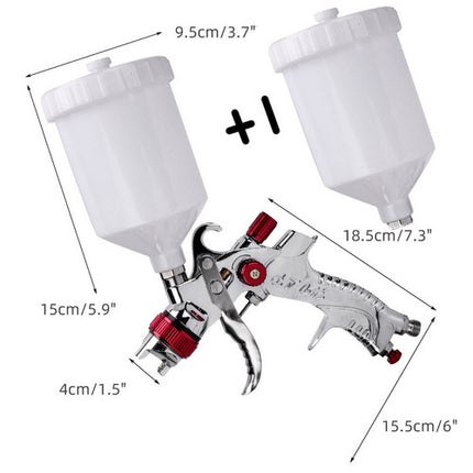 Spray Gun Kit HVLP Gravity Feed Air Paint Sprayer 3 Nozzles 1.4mm 1.7mm 2mm 2