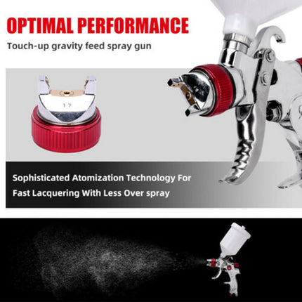 Spray Gun Kit HVLP Gravity Feed Air Paint Sprayer 3 Nozzles 1.4mm 1.7mm 2mm 5