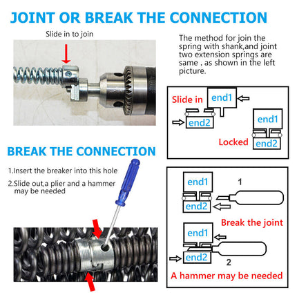 Plumber Drain Snake Pipe Metal Cleaner Pipeline Sewer 12M + 6 Drill Bit Tool DIY 2