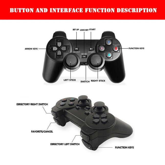 64G 15000+ Retro Classic Video Game Console Stick+2 Wireless Controller HDMI TV 2
