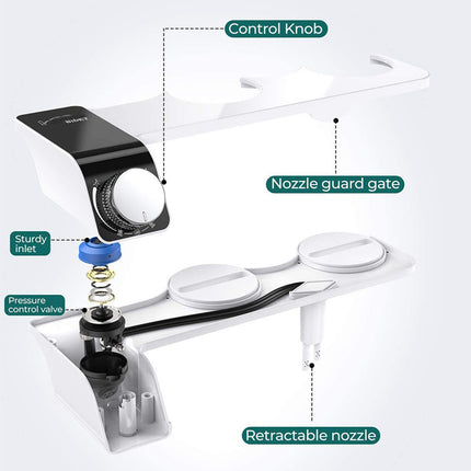 Toilet Bidet Seat Dual Nozzles Bidet Non Electric Toilet Water Sprayer Bathroom 7