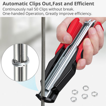 Hog Ring Gun C Clip Auto Feed Nailer Pliers+2500pcs Galvanised Steel Hogring Set 5
