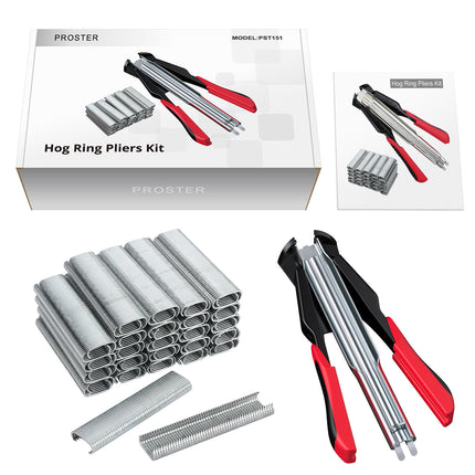 Hog Ring Gun C Clip Auto Feed Nailer Pliers+2500pcs Galvanised Steel Hogring Set 7