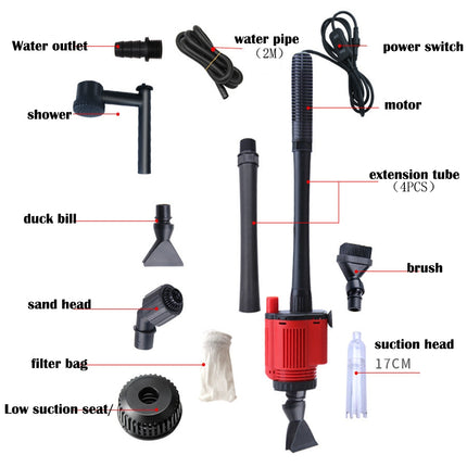Aquarium Electric Siphon Pump Vacuum Cleaner Fish Tank Clean Water Change Gravel 8