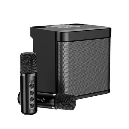 Black Karaoke Machine with 2 Wireless Microphones Bluetooth-Compatible 5.0 for Parties 3