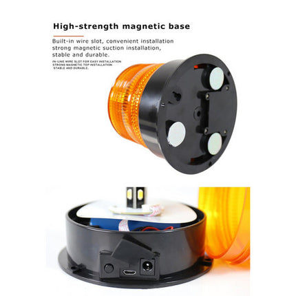 Solar Powered LED Flashing Beacon Light, 12-24V Amber Emergency Magnetic Warning Yellow 5